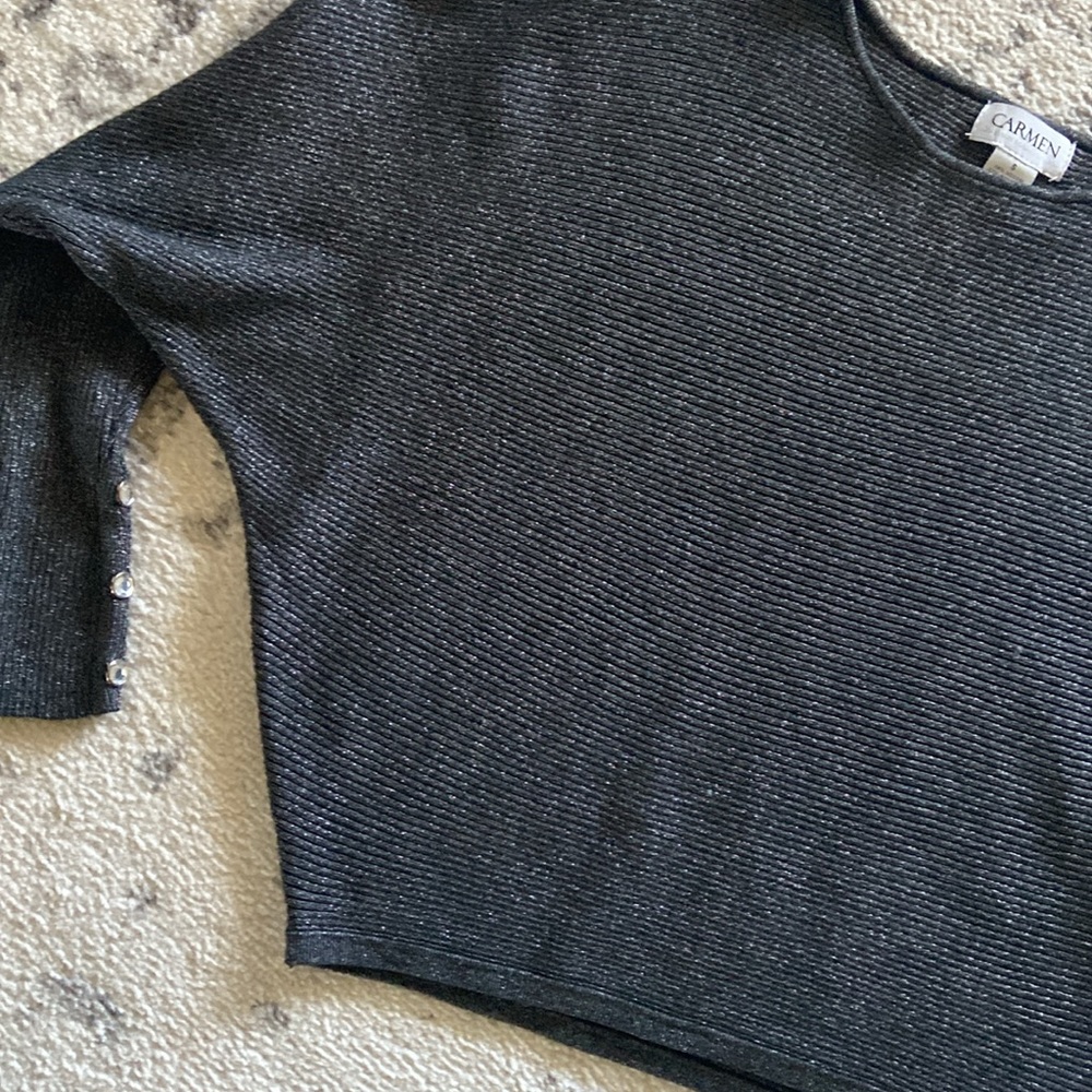 Dolman sleeve black/silver knit sweater. Small